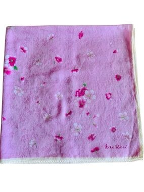 Vintage Nina Ricci Sakura Pink Floral Cotton Handkerchief Scarf 19” Made Japan